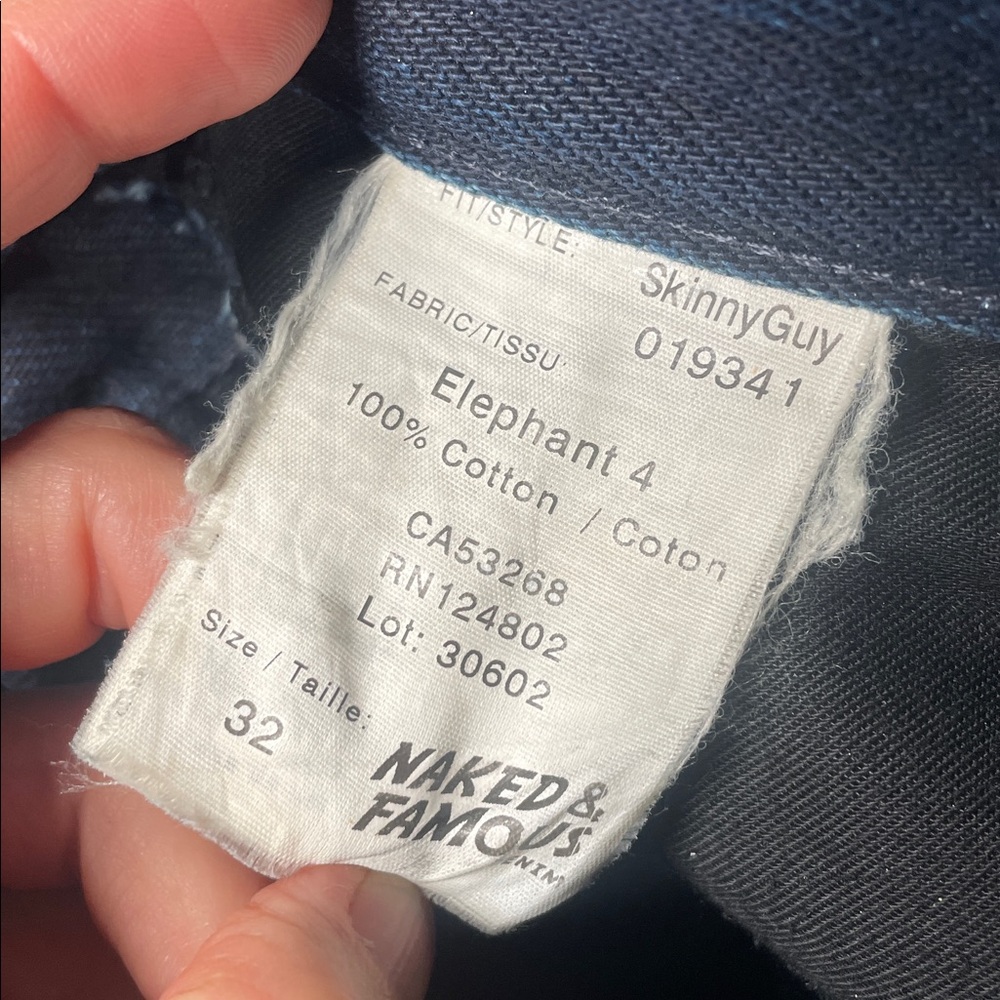 Naked & Famous Denim Men’s Elephant 4 Skinny Jeans - Dark Blue with fading - Picture 5 of 16